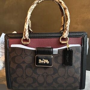 Coach Signature Canvas Carryall - Black and Brown